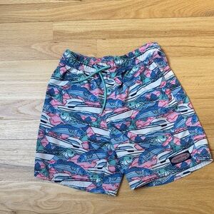 Vineyard Vines Boys Fish and boat Print Swim Trunks